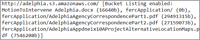 Result from Gobuster S3 Bucket Search Using List of US Cities as Input