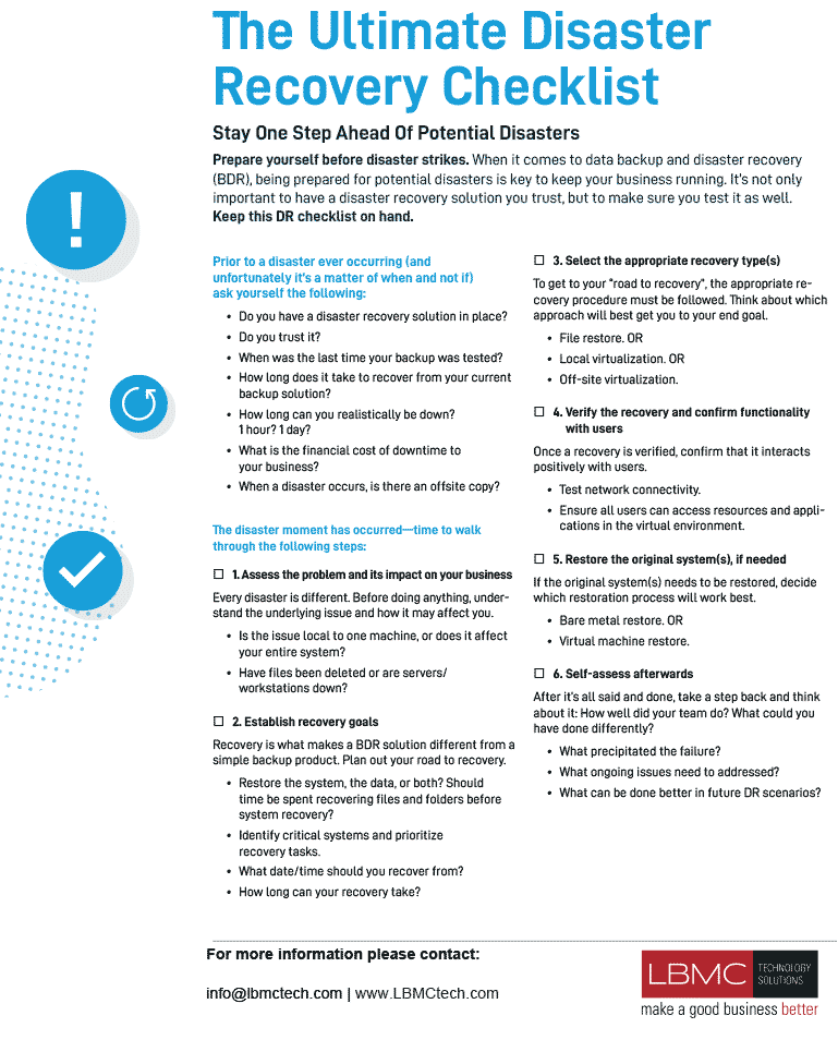 Disaster Recovery Checklist
